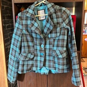 DOLLHOUSE blue/gray plaid blazer in size M